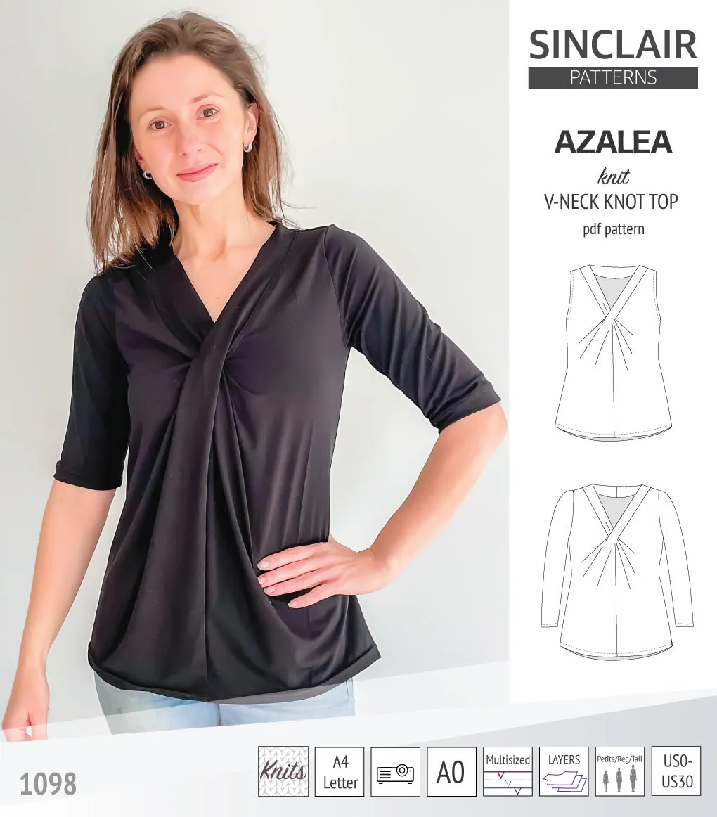 Azalea v-neck knot top for knit fabrics (PDF)
