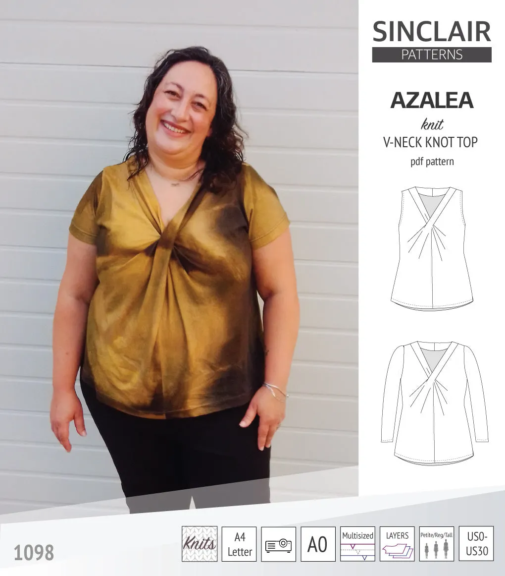 Azalea v-neck knot top for knit fabrics (PDF)