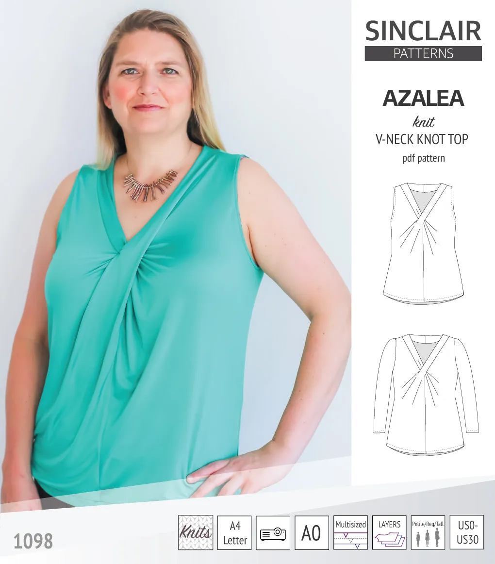 Azalea v-neck knot top for knit fabrics (PDF)