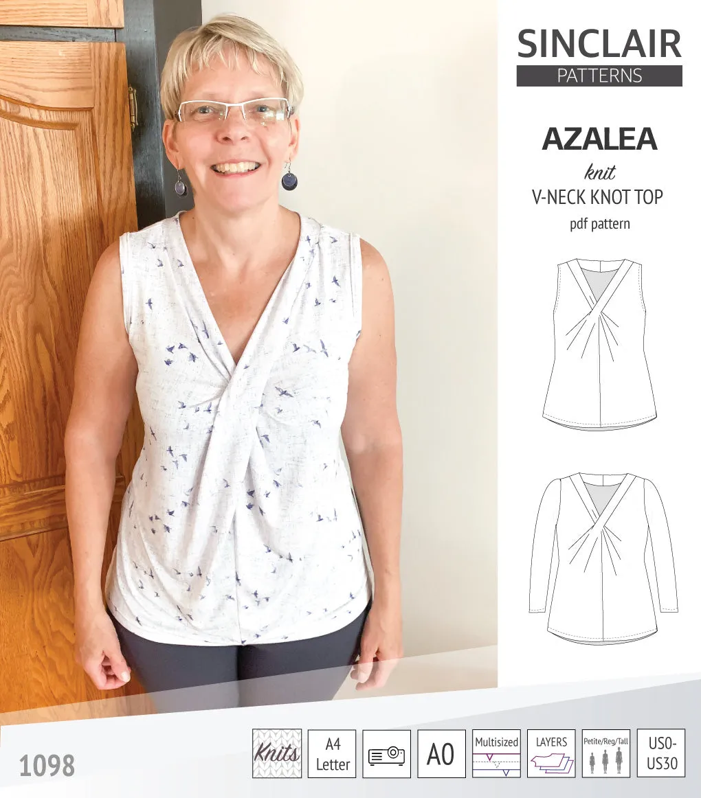 Azalea v-neck knot top for knit fabrics (PDF)
