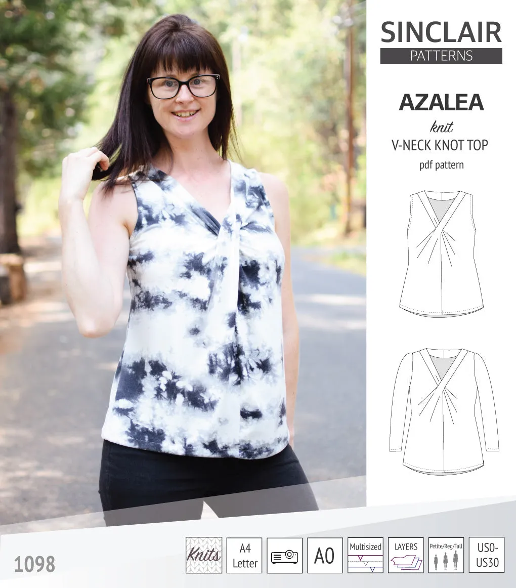 Azalea v-neck knot top for knit fabrics (PDF)