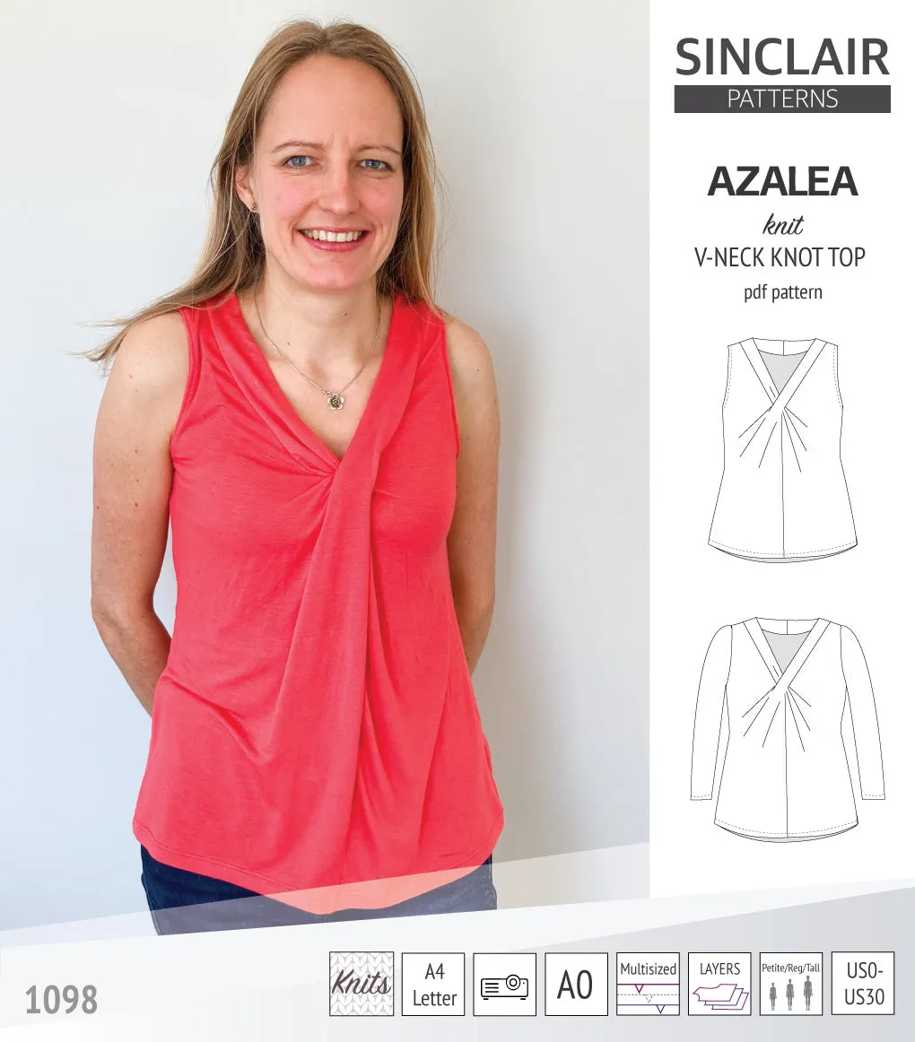 Azalea v-neck knot top for knit fabrics (PDF)