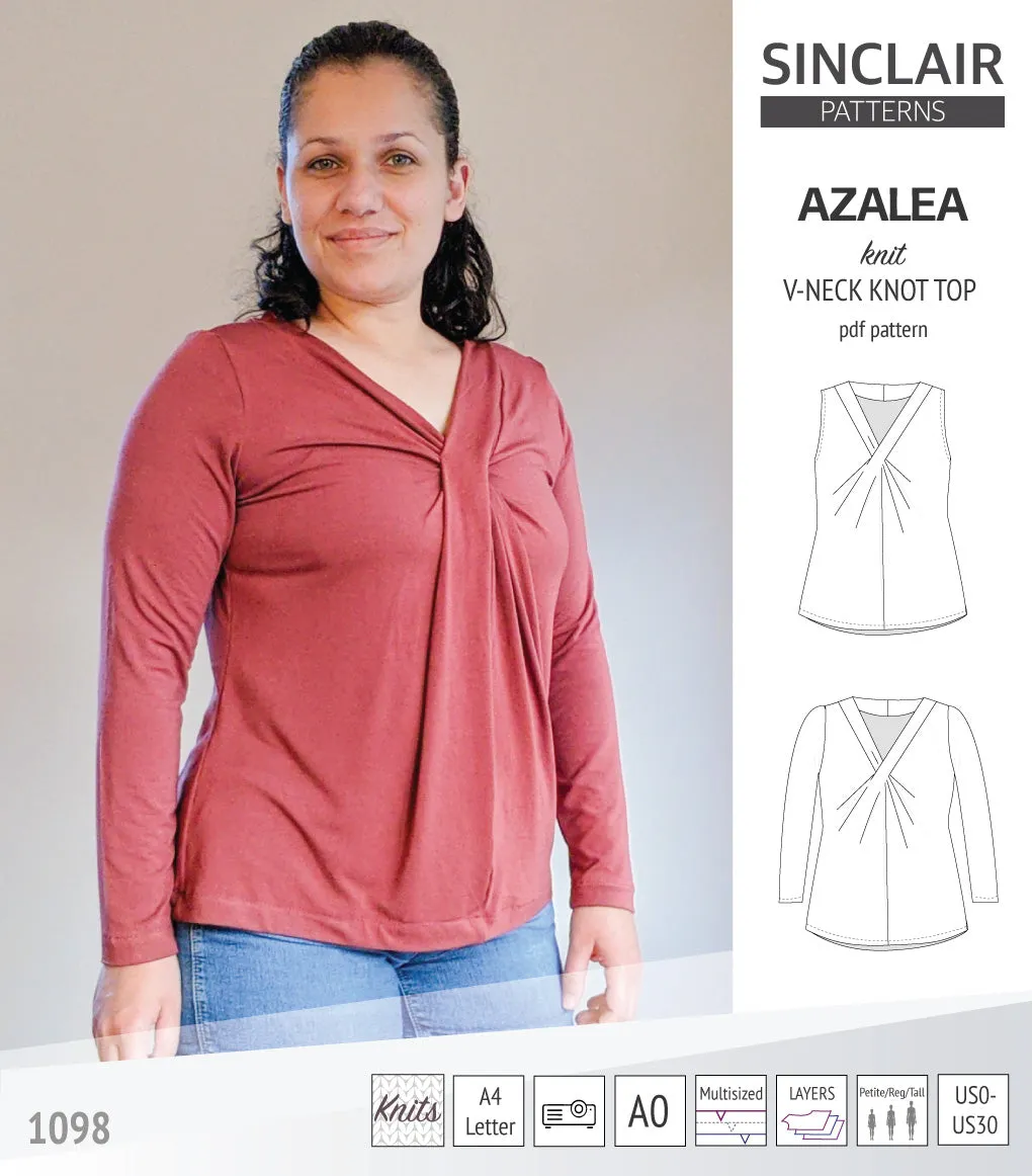 Azalea v-neck knot top for knit fabrics (PDF)