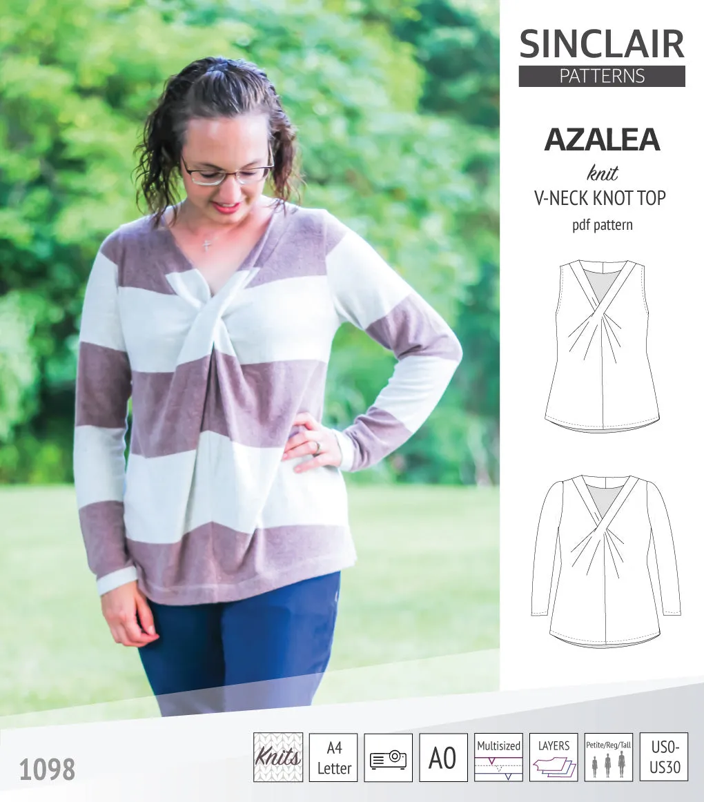 Azalea v-neck knot top for knit fabrics (PDF)