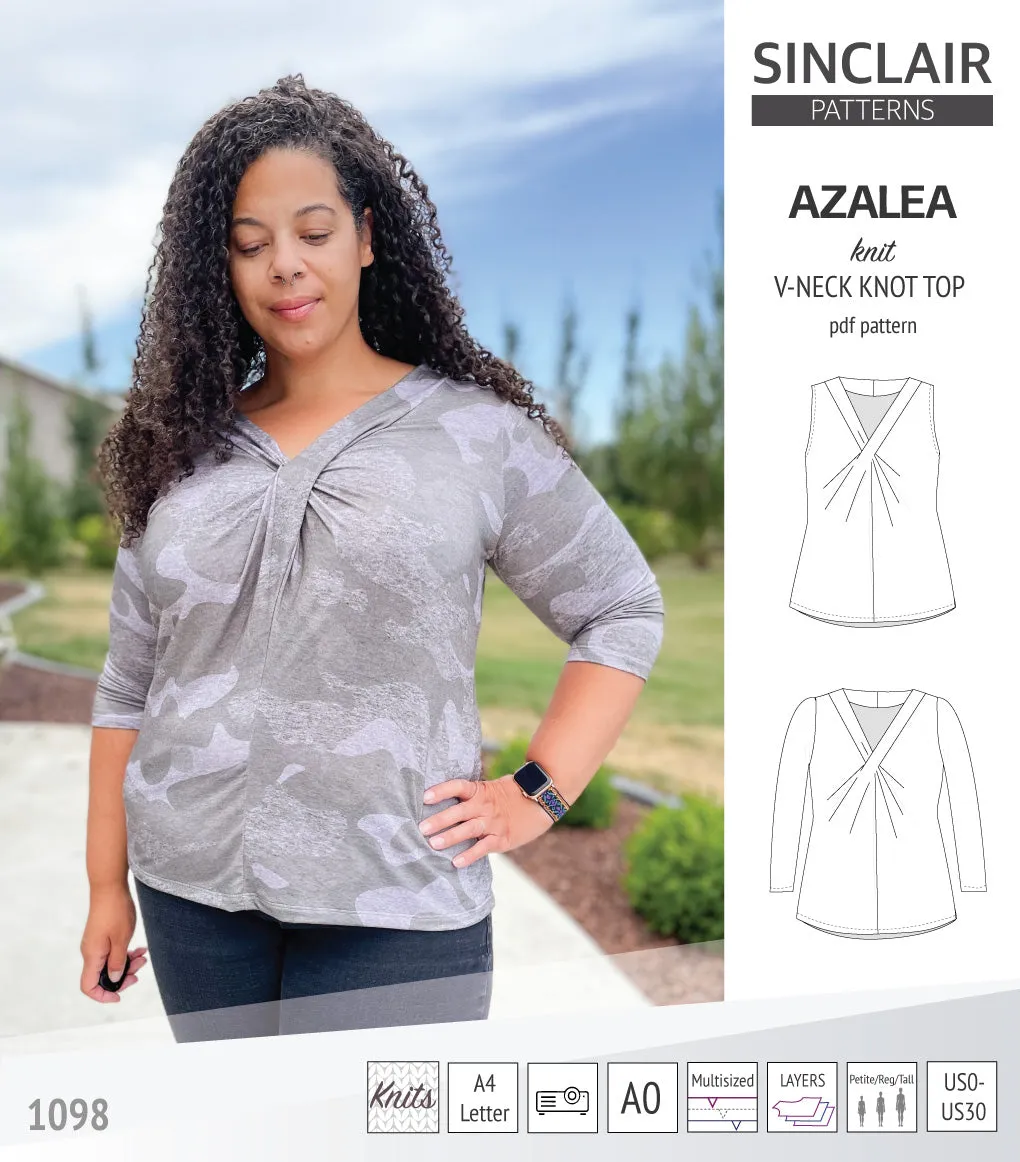 Azalea v-neck knot top for knit fabrics (PDF)