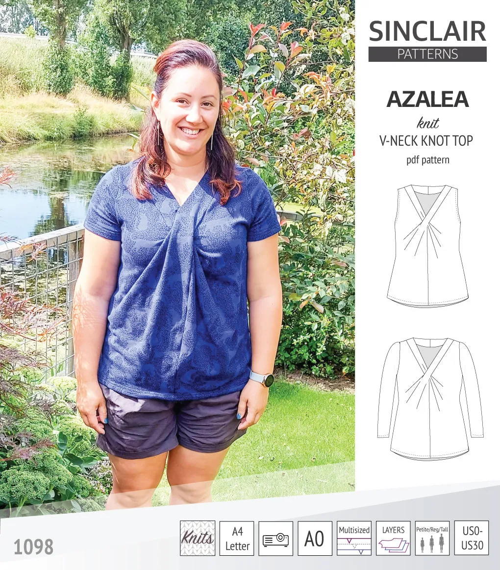 Azalea v-neck knot top for knit fabrics (PDF)
