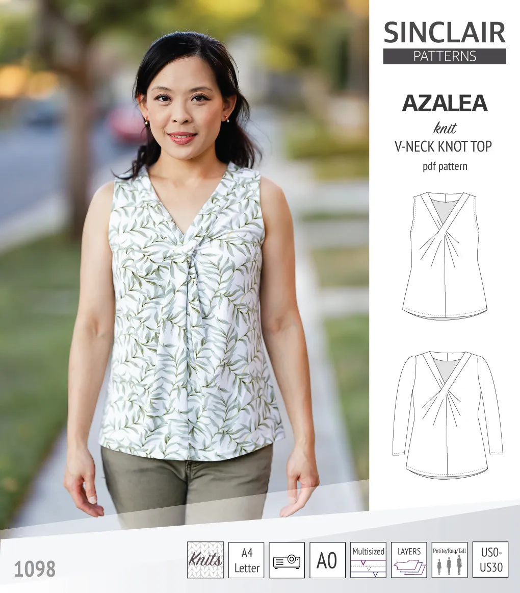 Azalea v-neck knot top for knit fabrics (PDF)