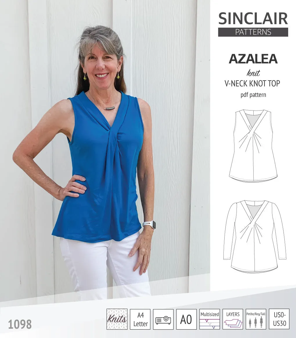Azalea v-neck knot top for knit fabrics (PDF)
