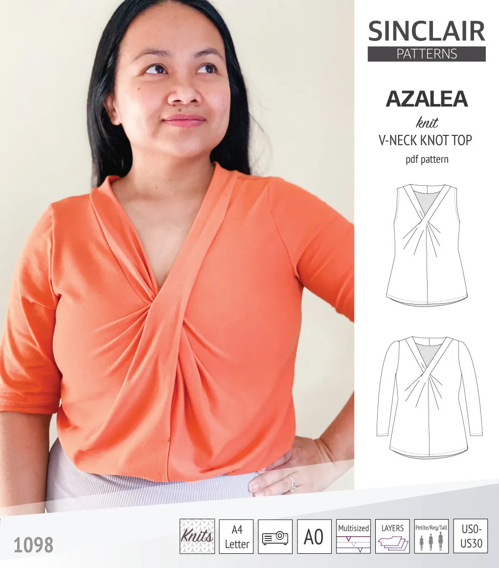 Azalea v-neck knot top for knit fabrics (PDF)