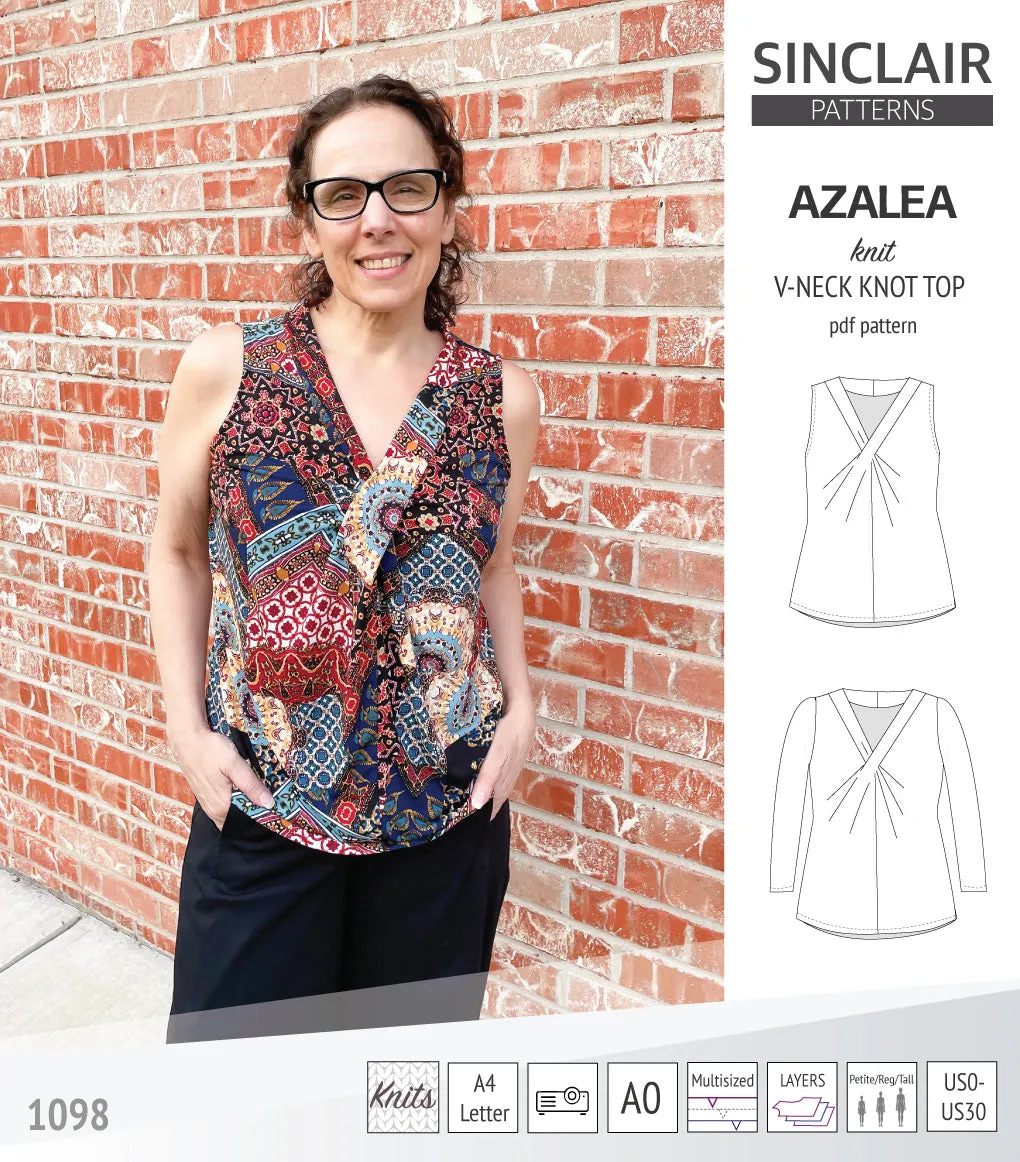Azalea v-neck knot top for knit fabrics (PDF)
