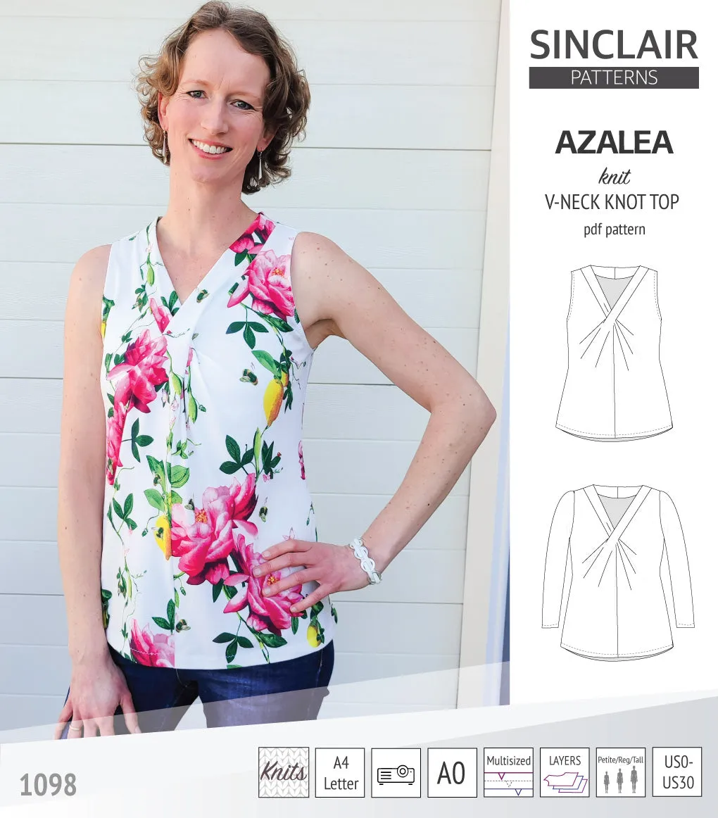 Azalea v-neck knot top for knit fabrics (PDF)