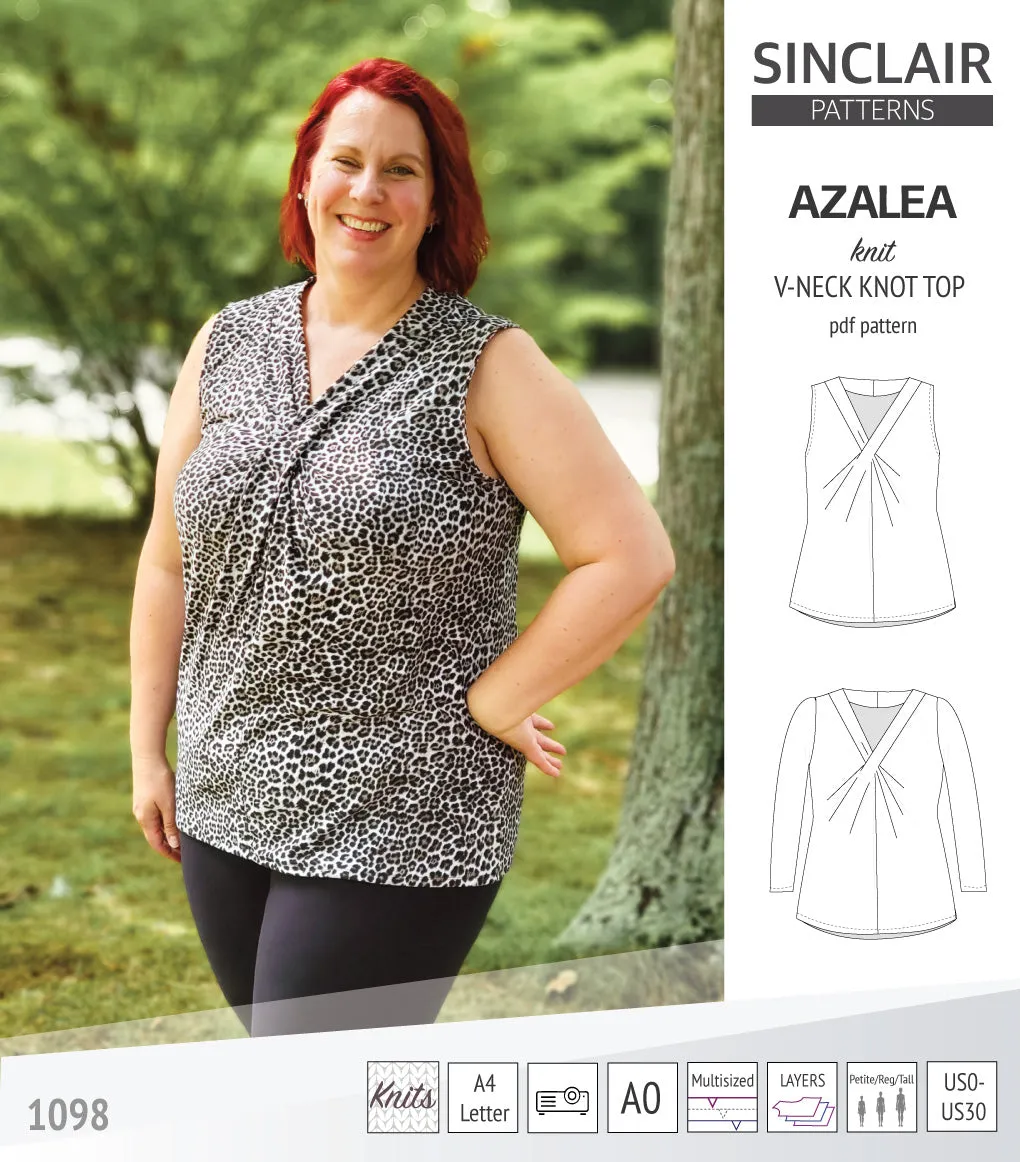 Azalea v-neck knot top for knit fabrics (PDF)