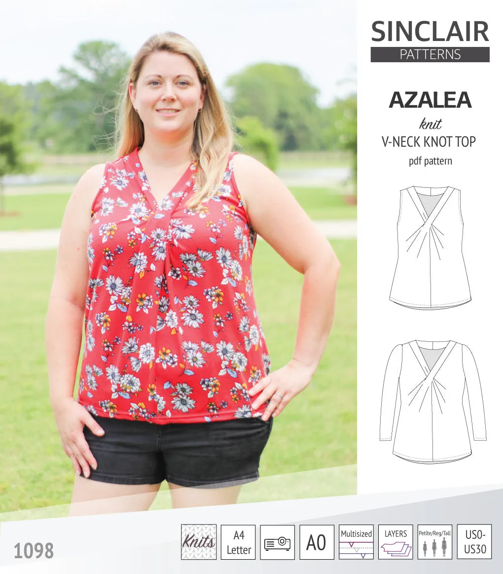 Azalea v-neck knot top for knit fabrics (PDF)