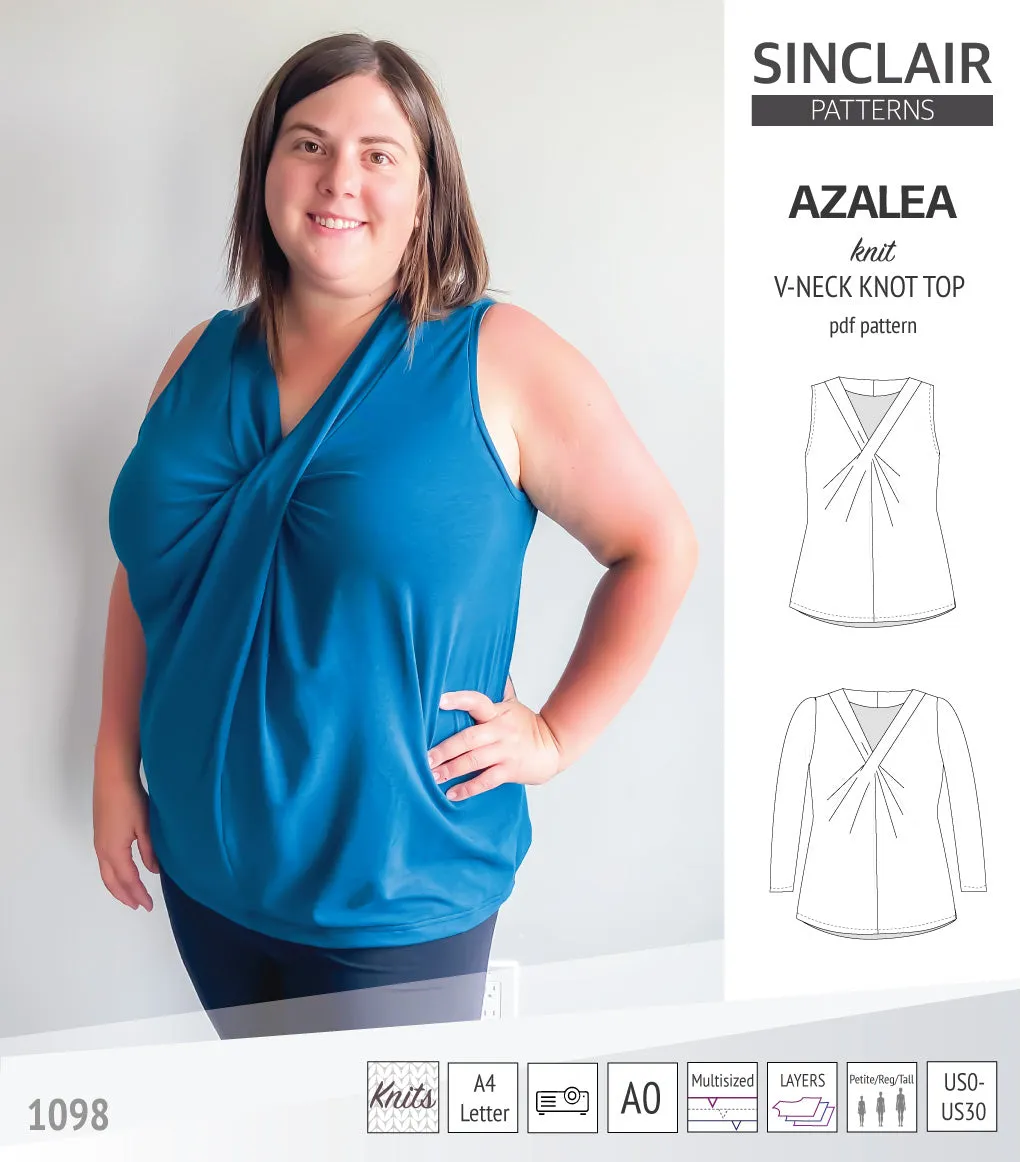 Azalea v-neck knot top for knit fabrics (PDF)