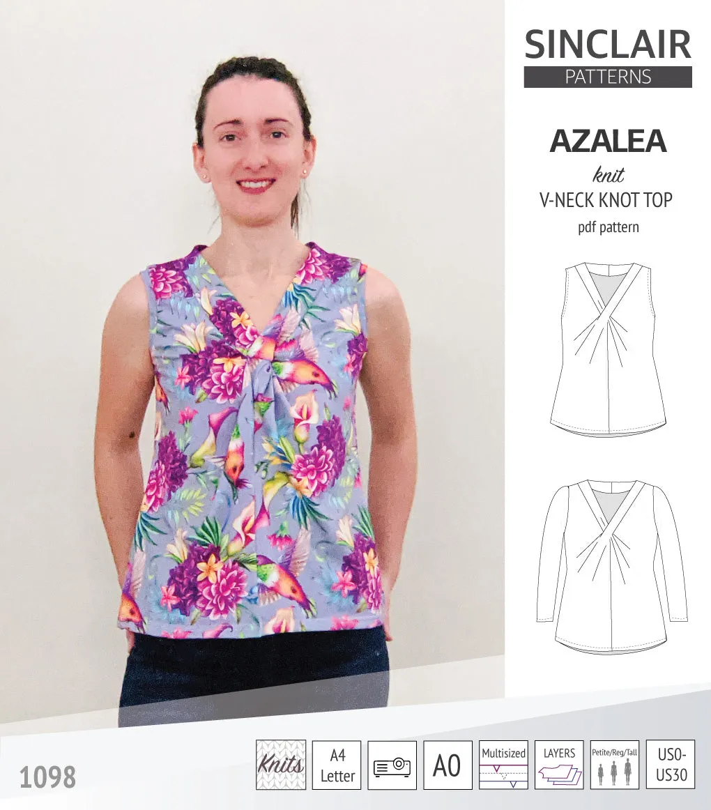 Azalea v-neck knot top for knit fabrics (PDF)
