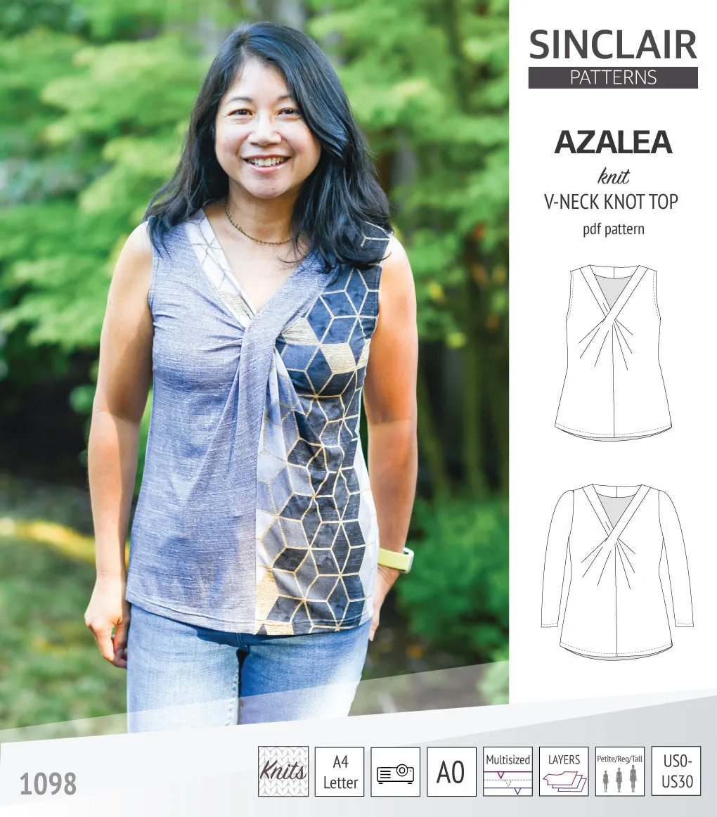Azalea v-neck knot top for knit fabrics (PDF)