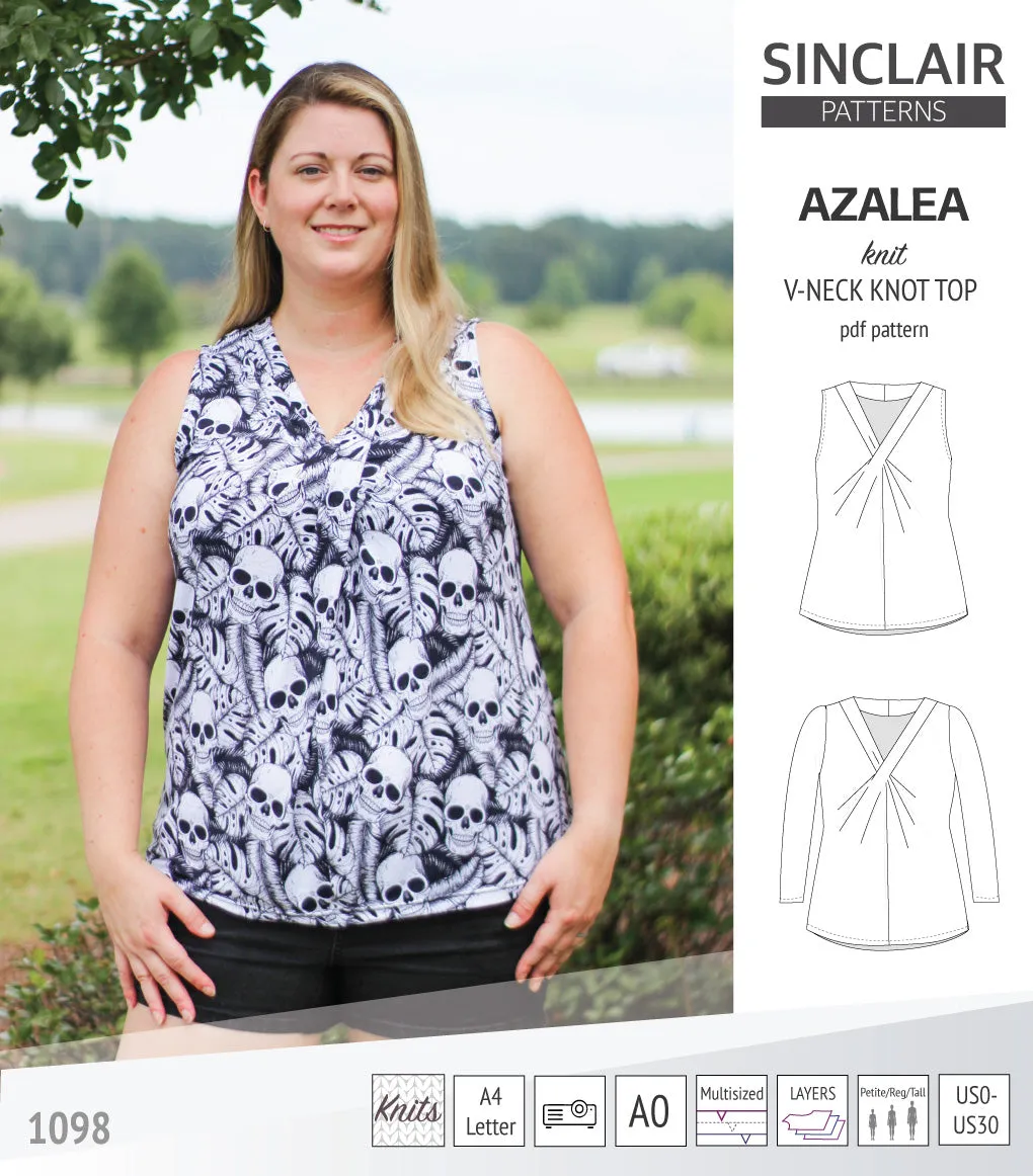Azalea v-neck knot top for knit fabrics (PDF)