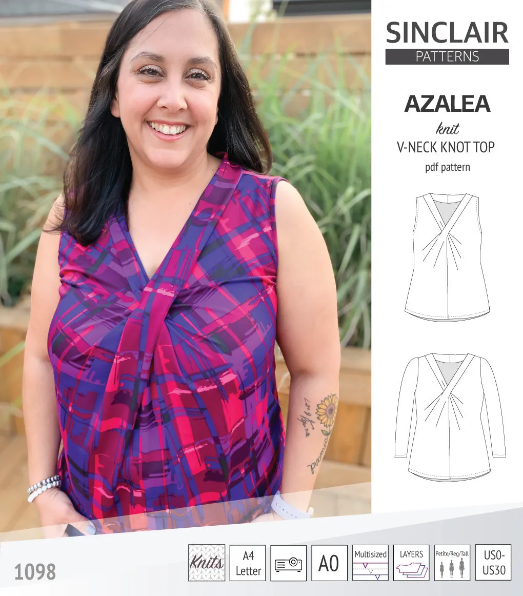 Azalea v-neck knot top for knit fabrics (PDF)