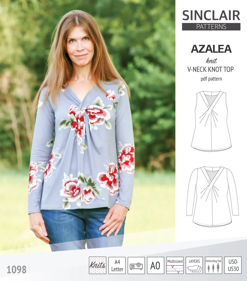 Azalea v-neck knot top for knit fabrics (PDF)