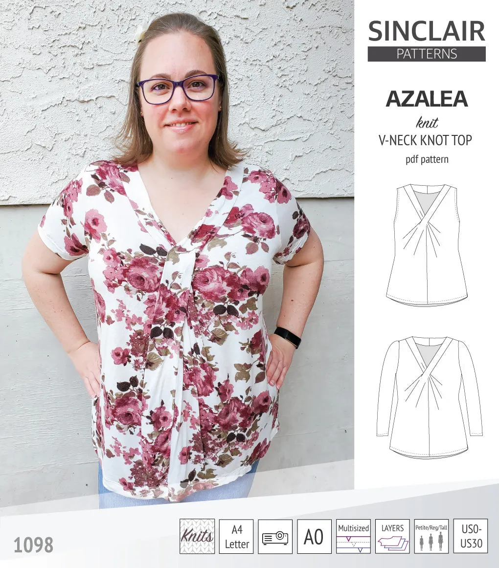 Azalea v-neck knot top for knit fabrics (PDF)
