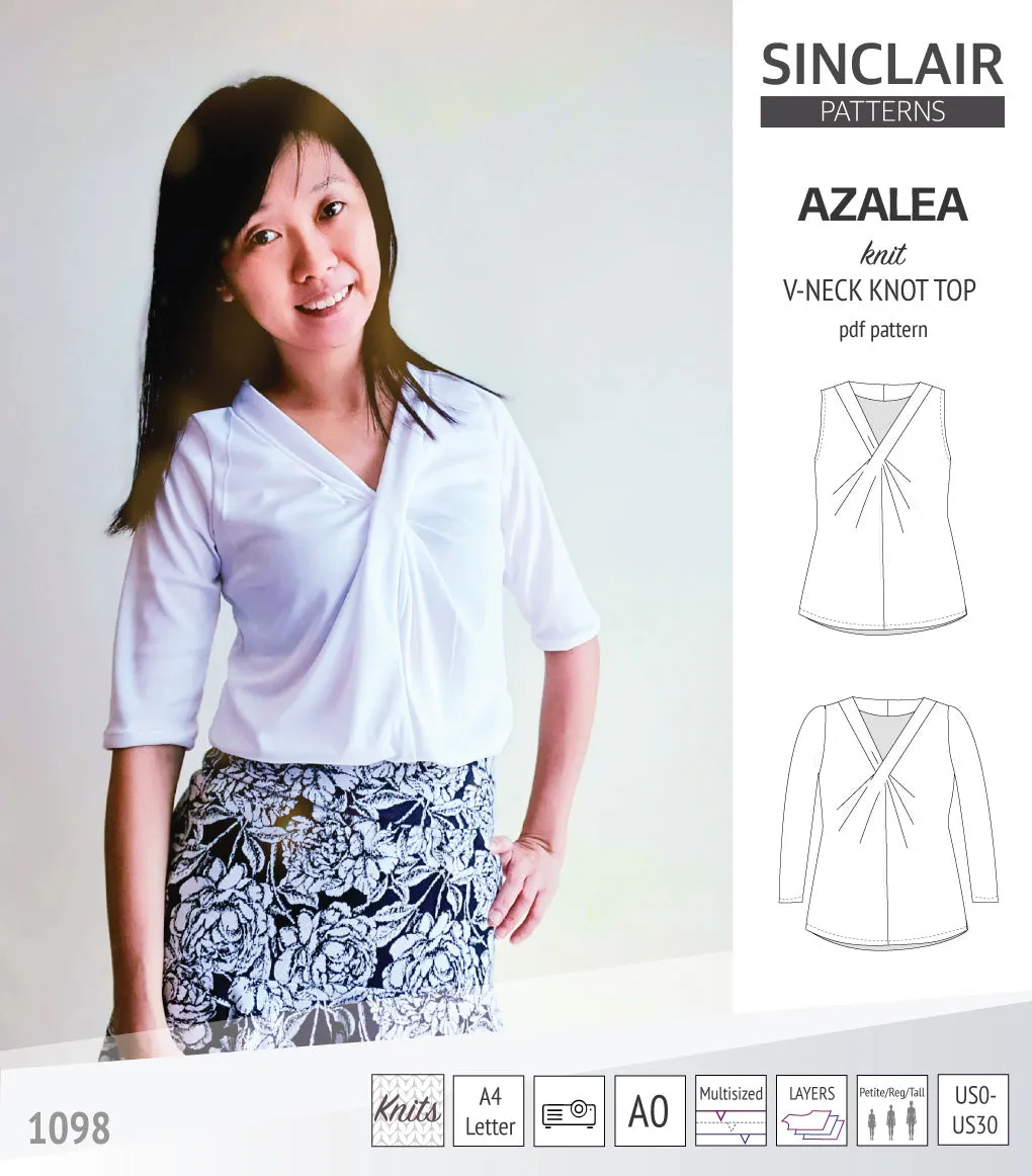 Azalea v-neck knot top for knit fabrics (PDF)