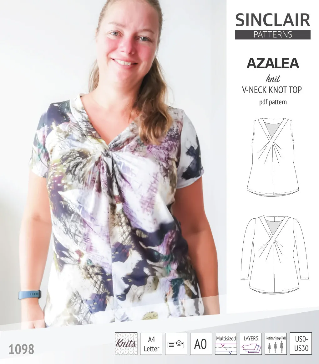 Azalea v-neck knot top for knit fabrics (PDF)
