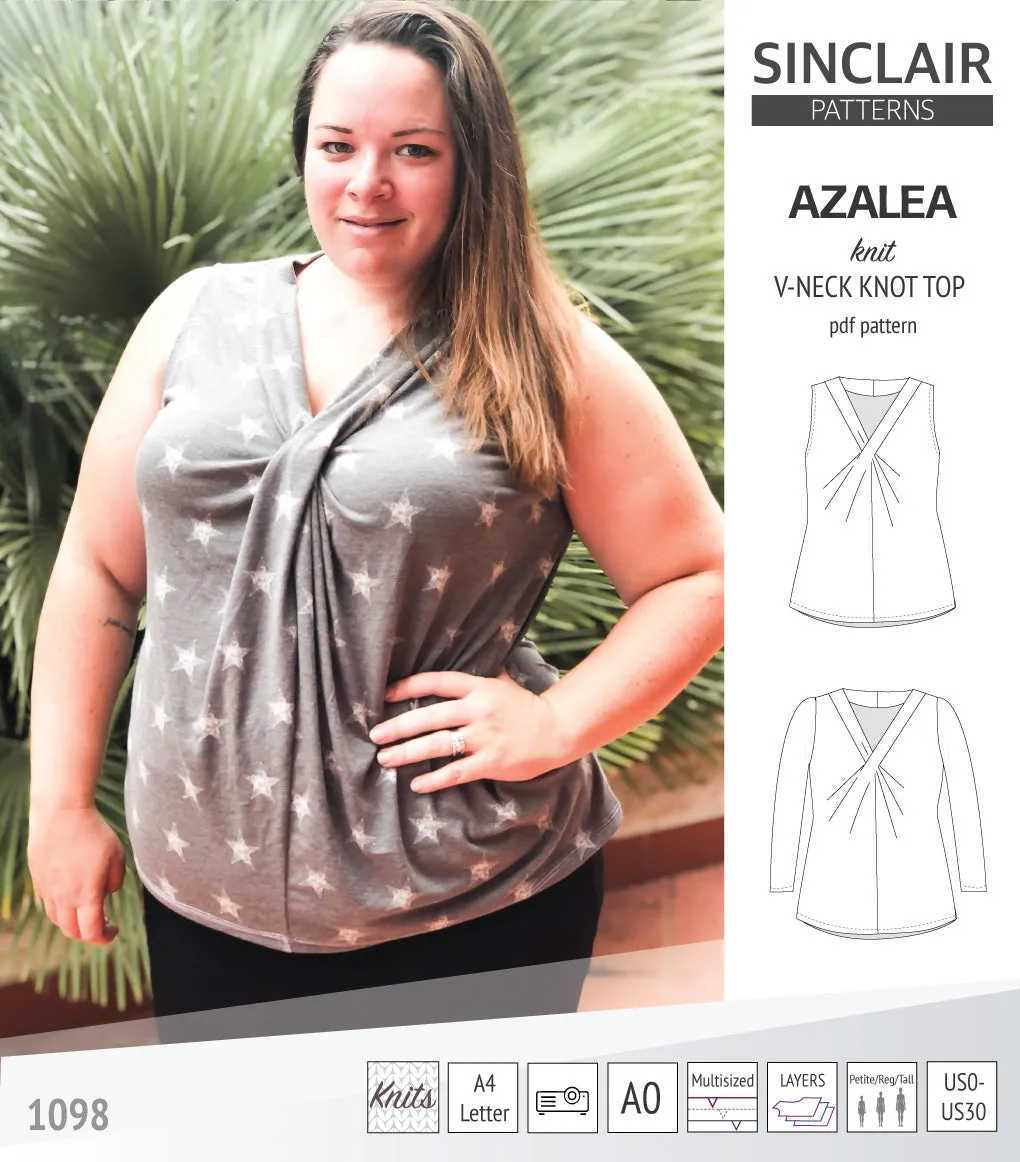 Azalea v-neck knot top for knit fabrics (PDF)