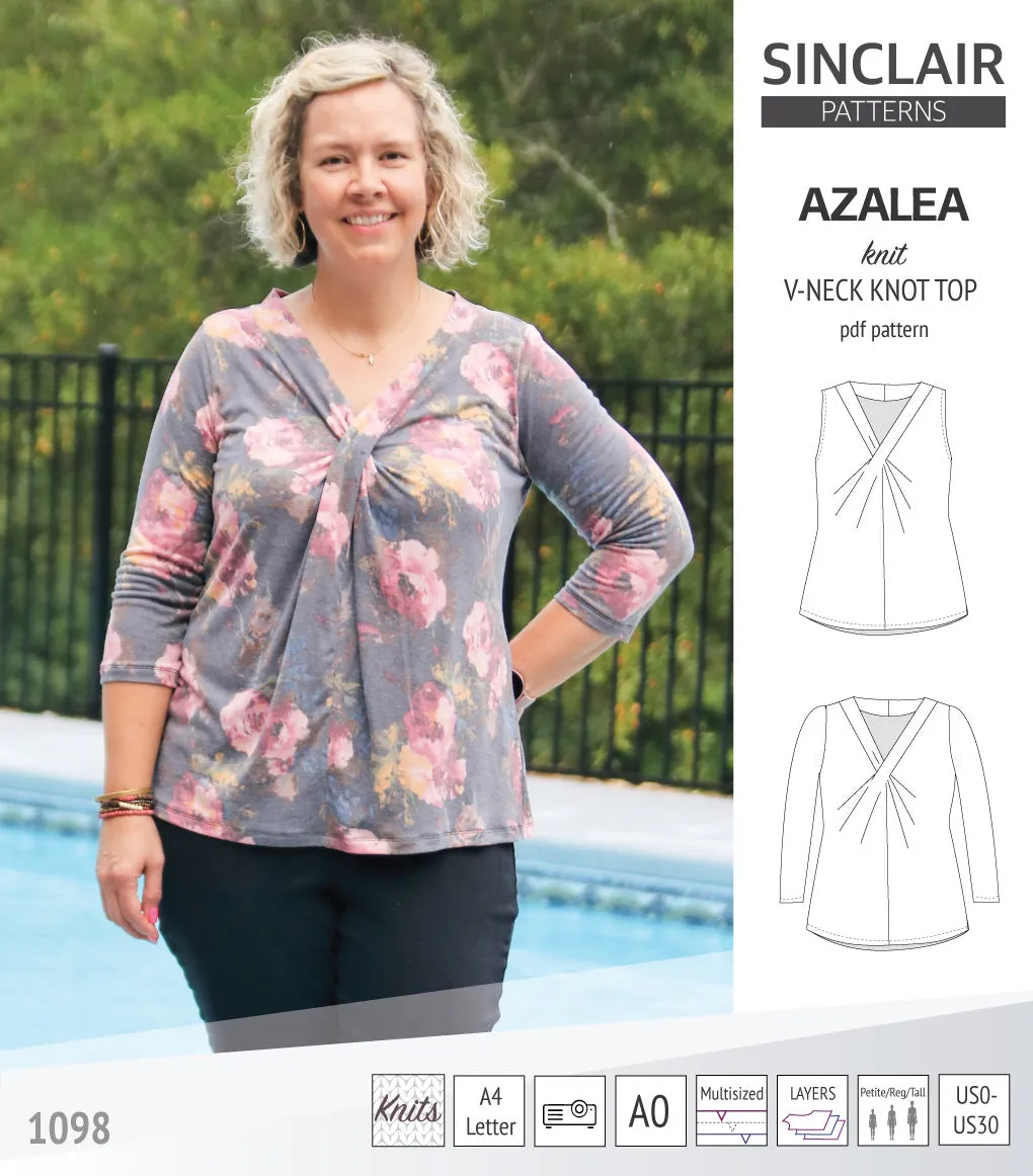 Azalea v-neck knot top for knit fabrics (PDF)