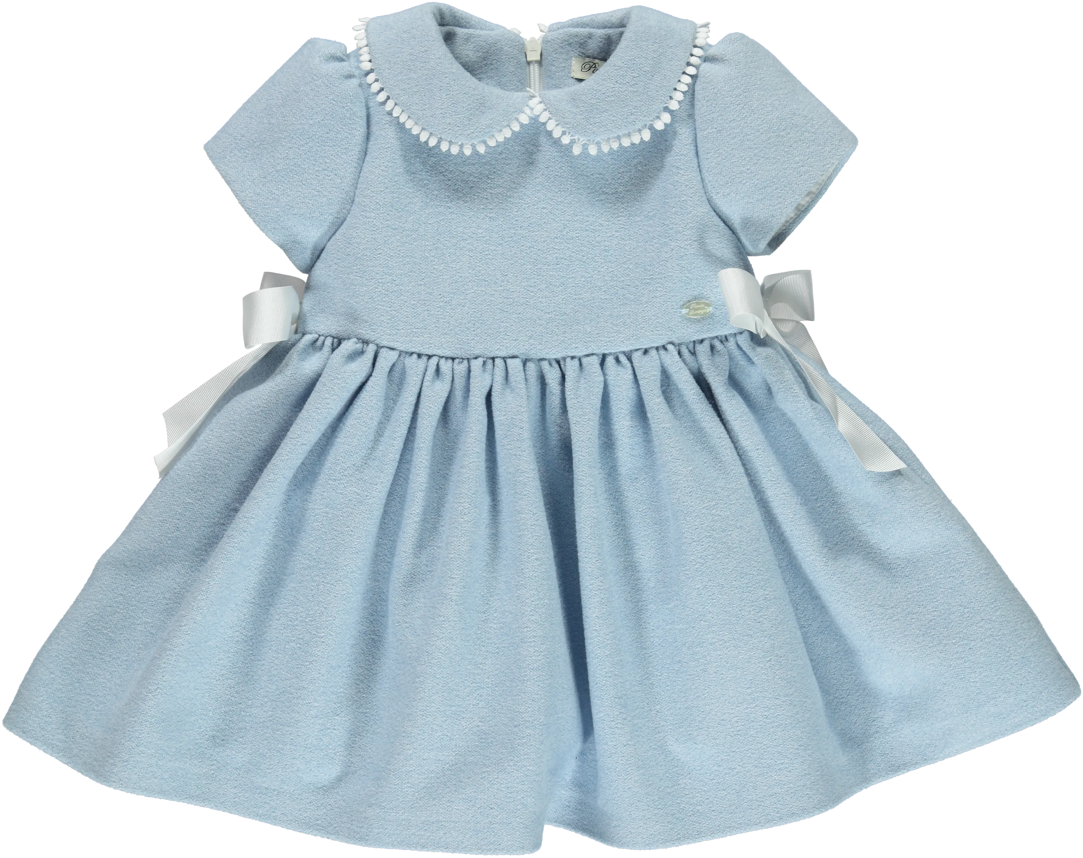 Baby Girl Light Blue Wool Blend Dress