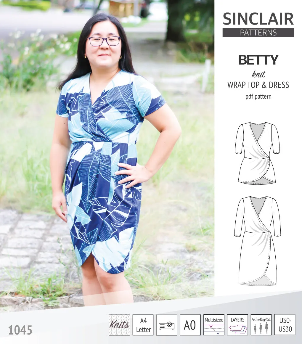 Betty faux wrap knit dress (PDF)