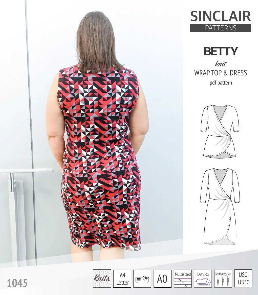 Betty faux wrap knit dress (PDF)