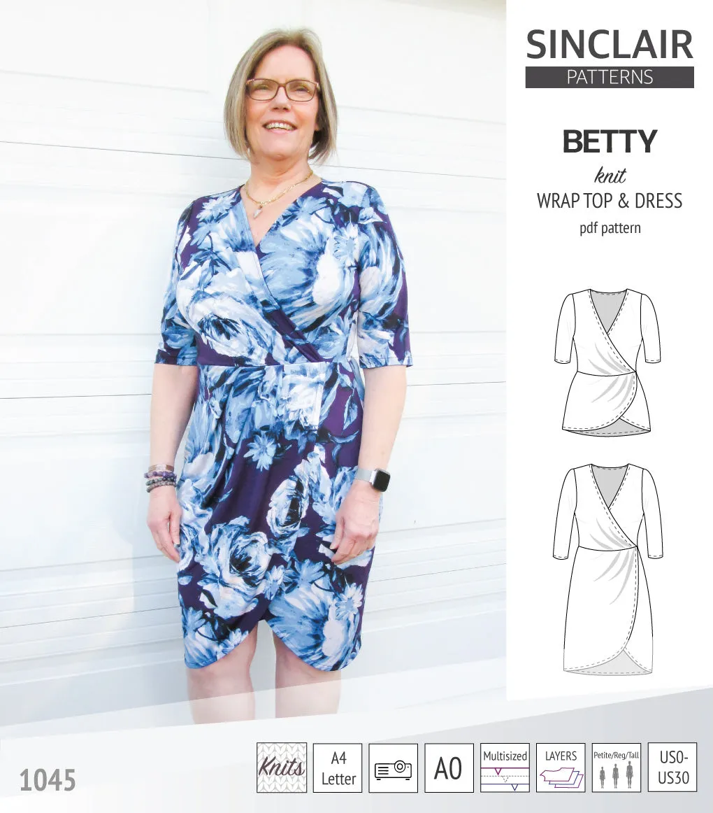 Betty faux wrap knit dress (PDF)