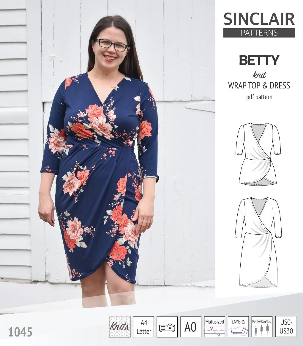 Betty faux wrap knit dress (PDF)