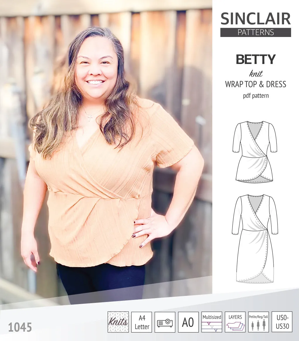 Betty faux wrap knit dress (PDF)