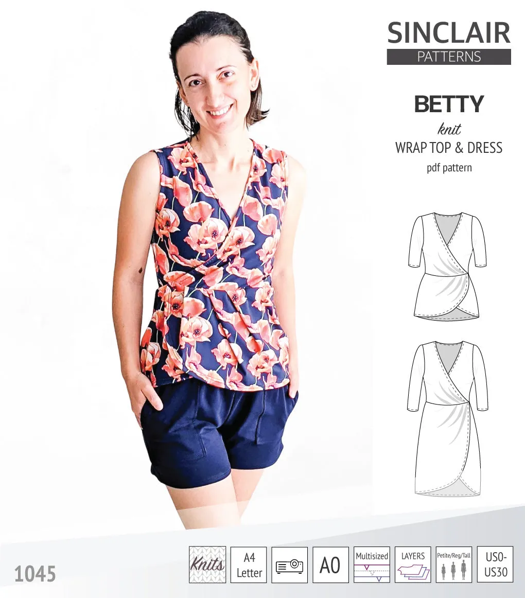 Betty faux wrap knit dress (PDF)