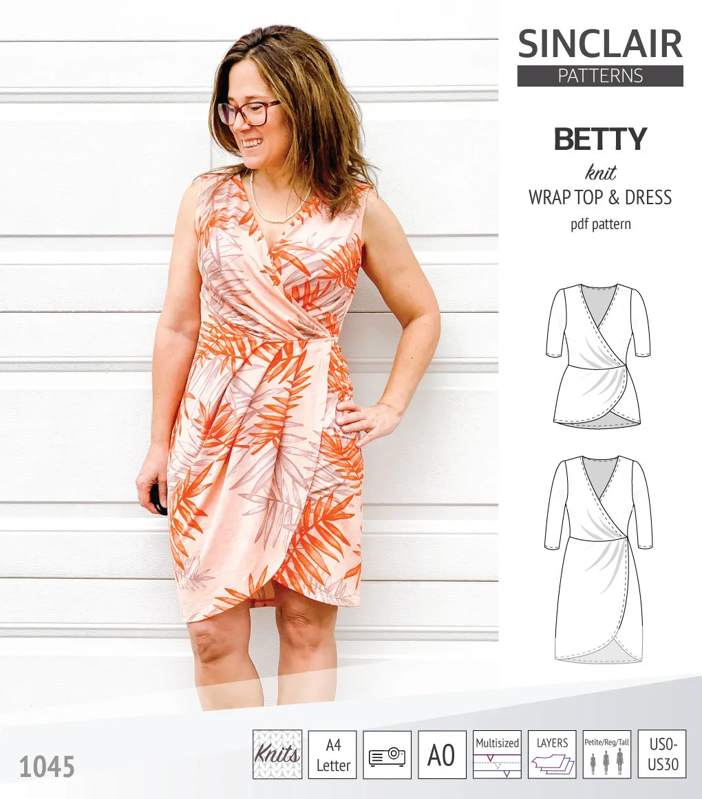 Betty faux wrap knit dress (PDF)