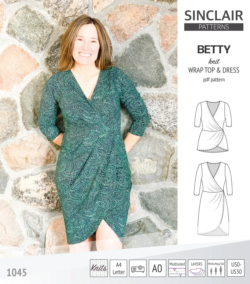 Betty faux wrap knit dress (PDF)