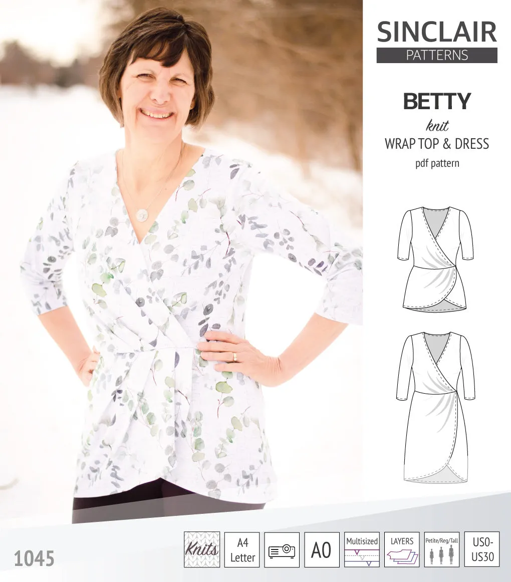 Betty faux wrap knit dress (PDF)
