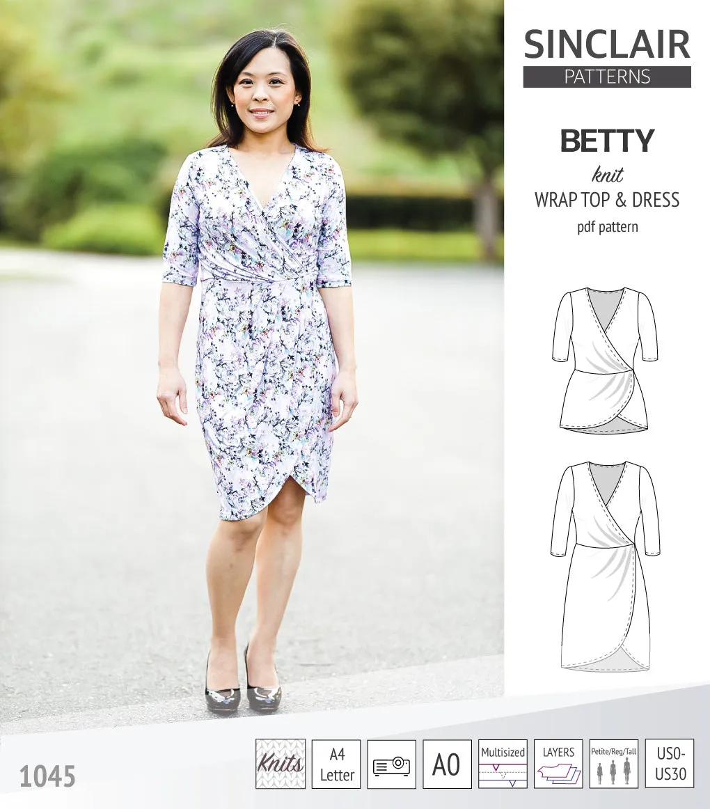 Betty faux wrap knit dress (PDF)
