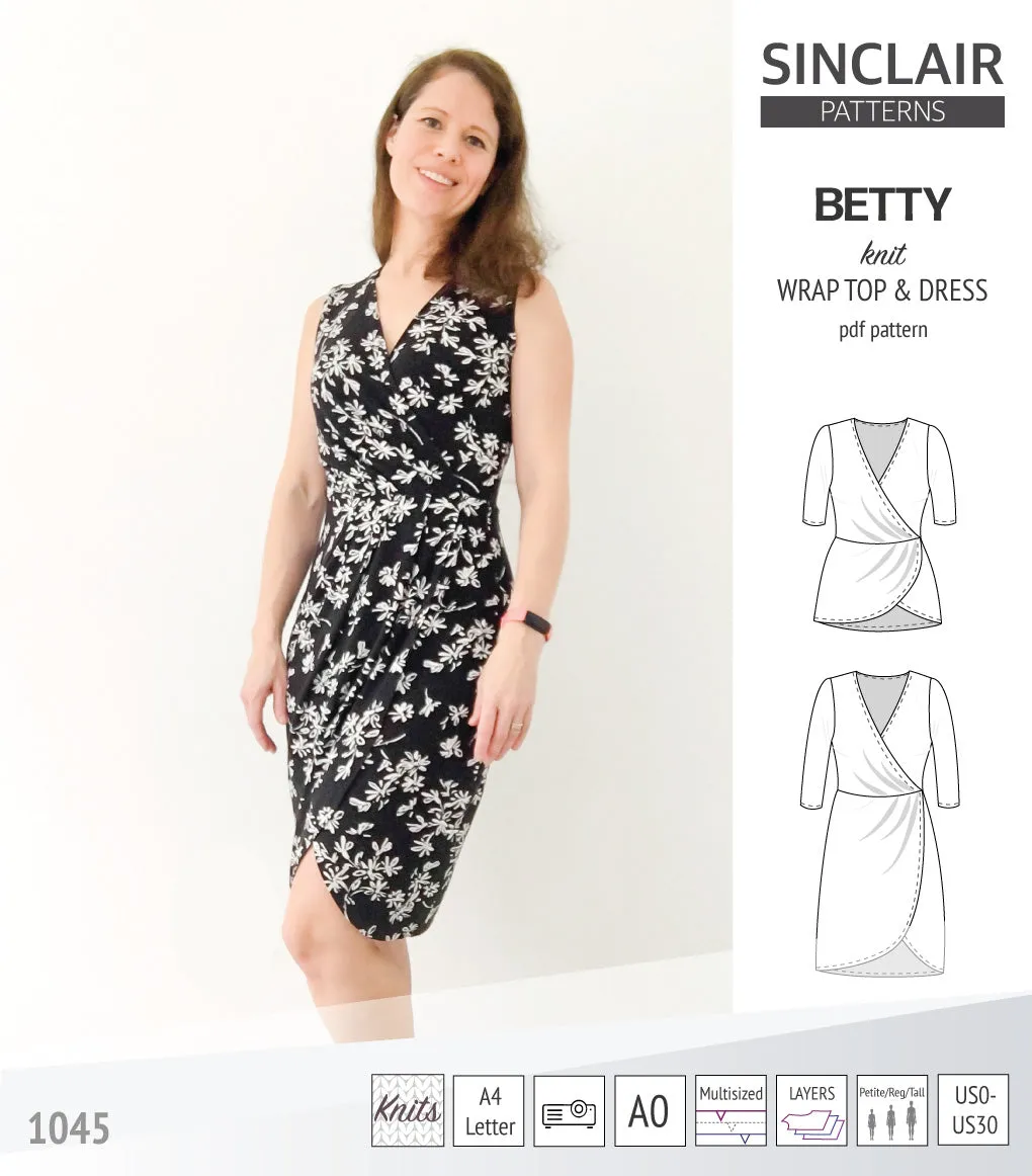 Betty faux wrap knit dress (PDF)