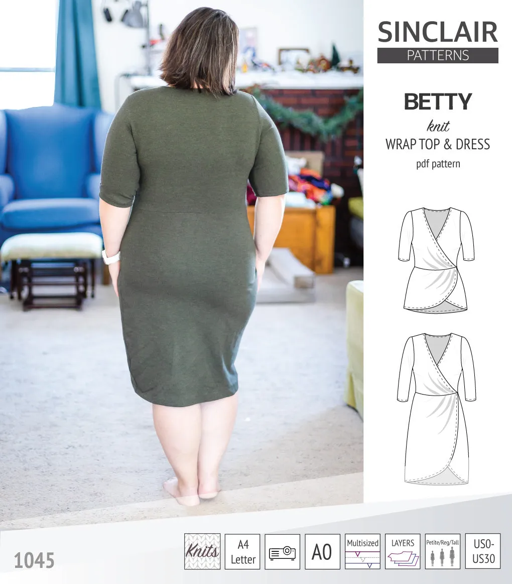 Betty faux wrap knit dress (PDF)
