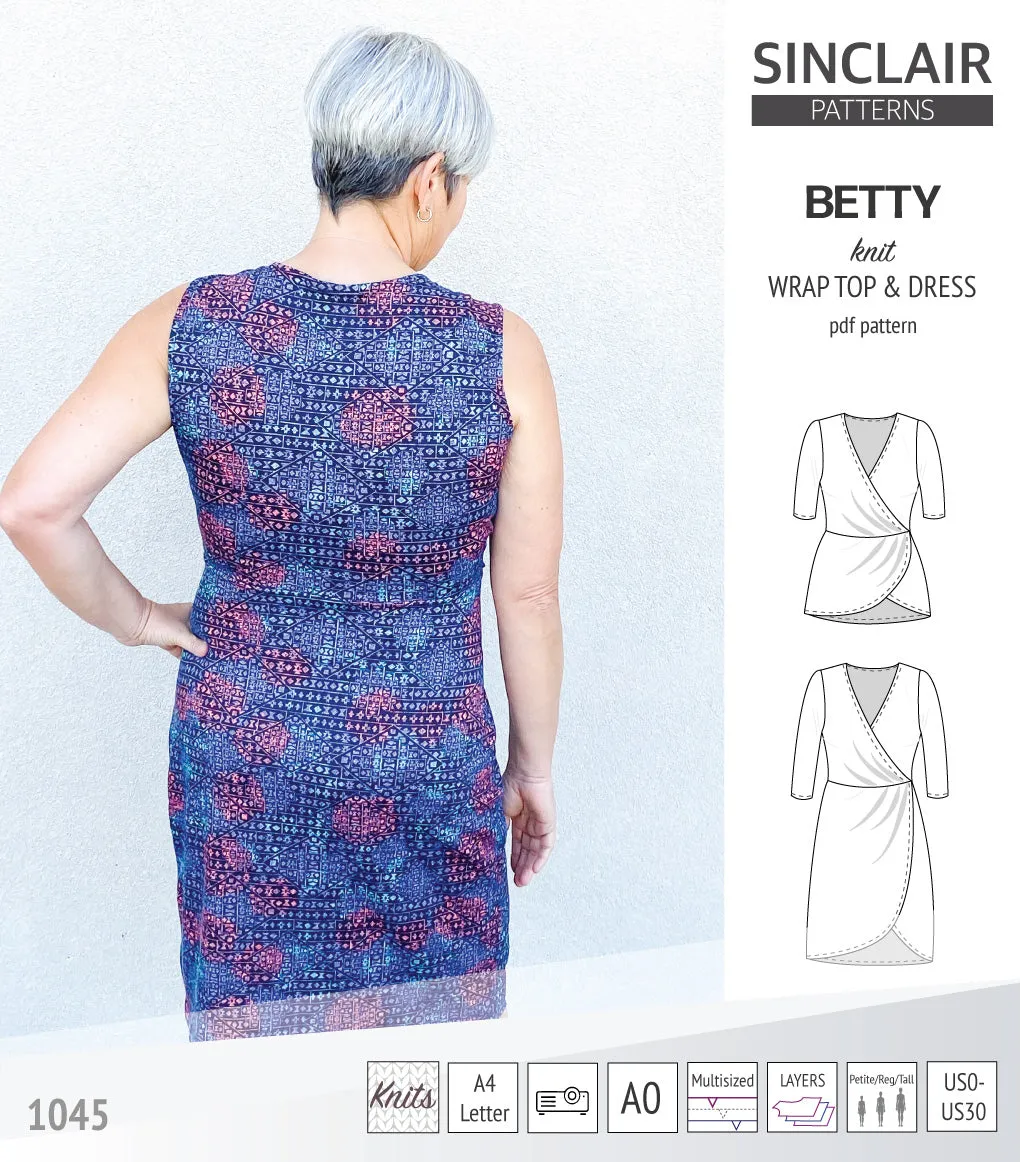 Betty faux wrap knit dress (PDF)