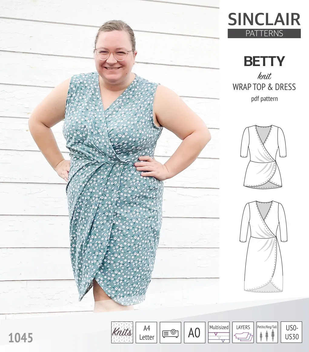 Betty faux wrap knit dress (PDF)