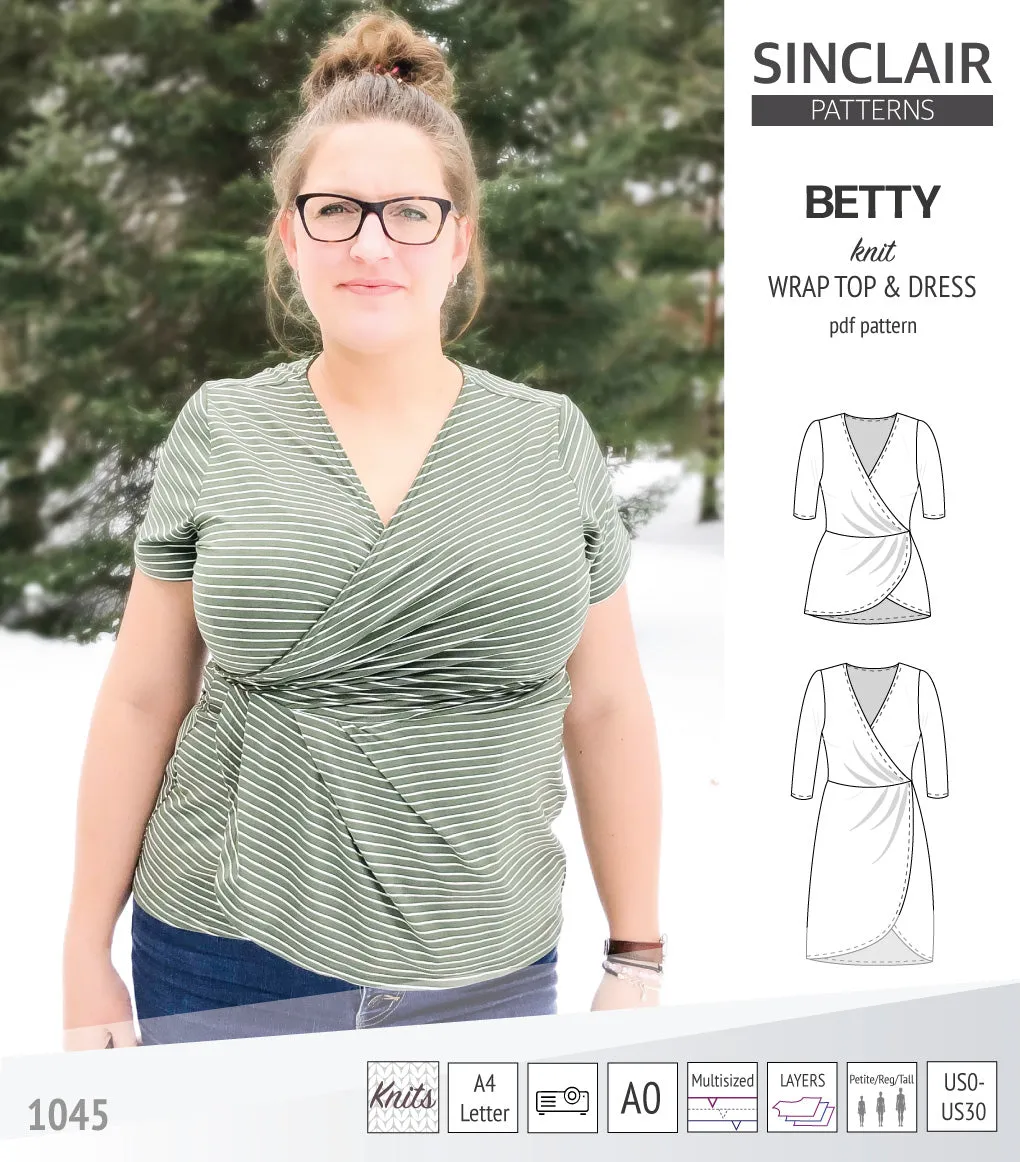 Betty faux wrap knit dress (PDF)