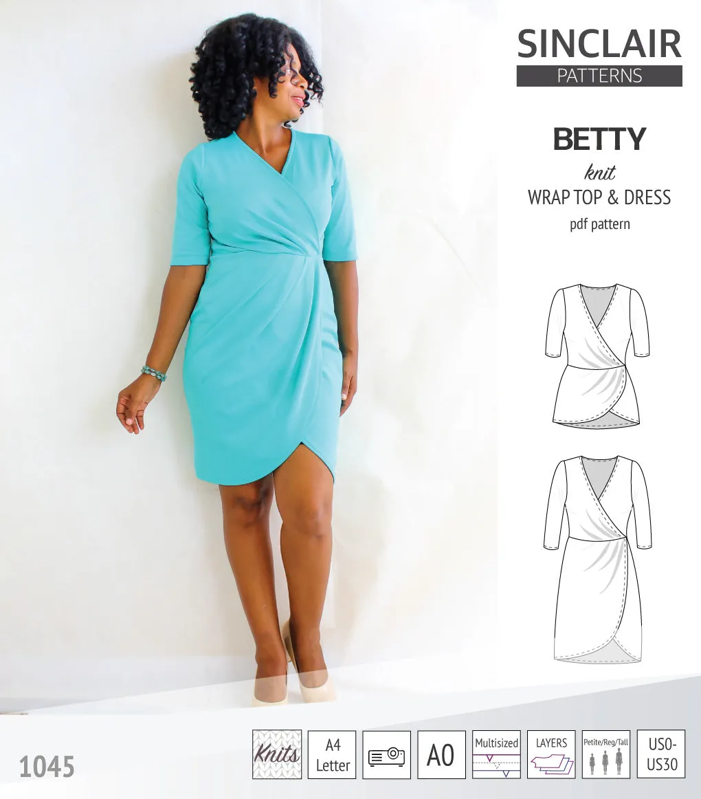 Betty faux wrap knit dress (PDF)