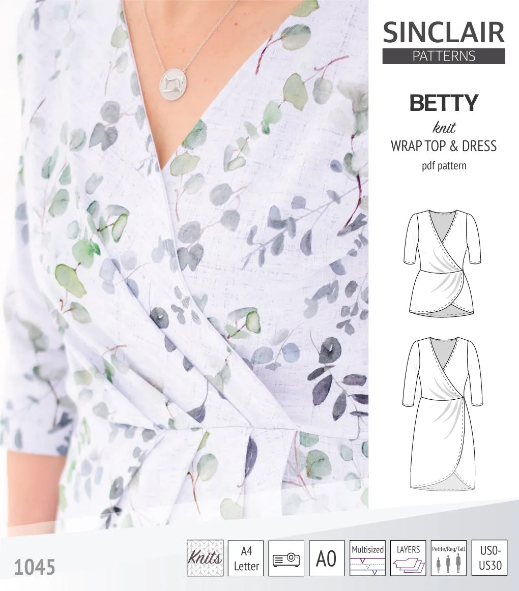 Betty faux wrap knit dress (PDF)