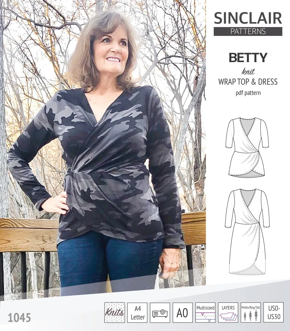 Betty faux wrap knit dress (PDF)