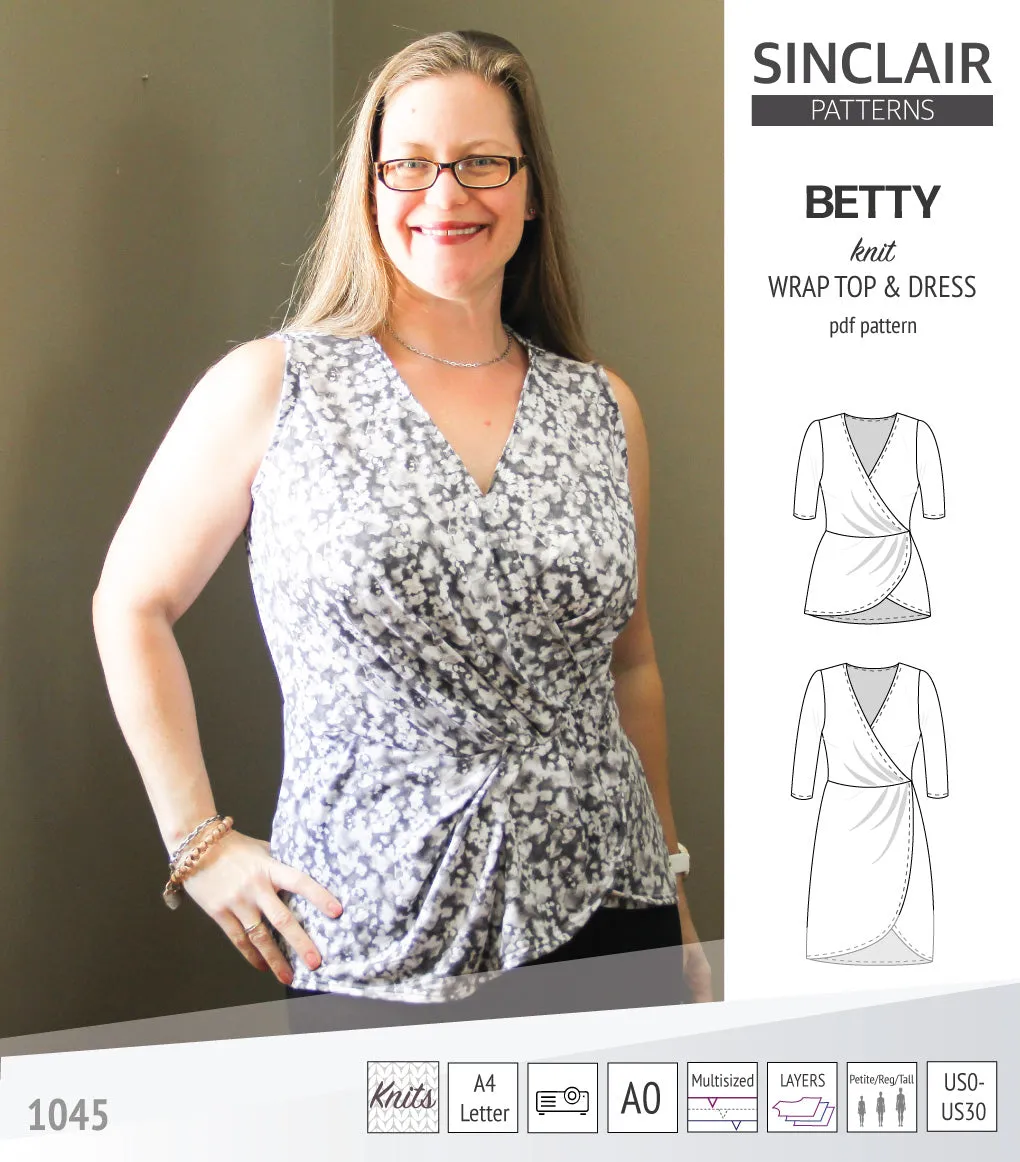 Betty faux wrap knit dress (PDF)