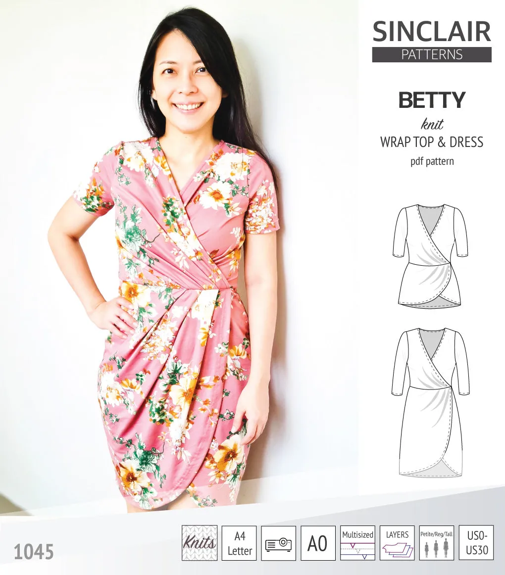 Betty faux wrap knit dress (PDF)