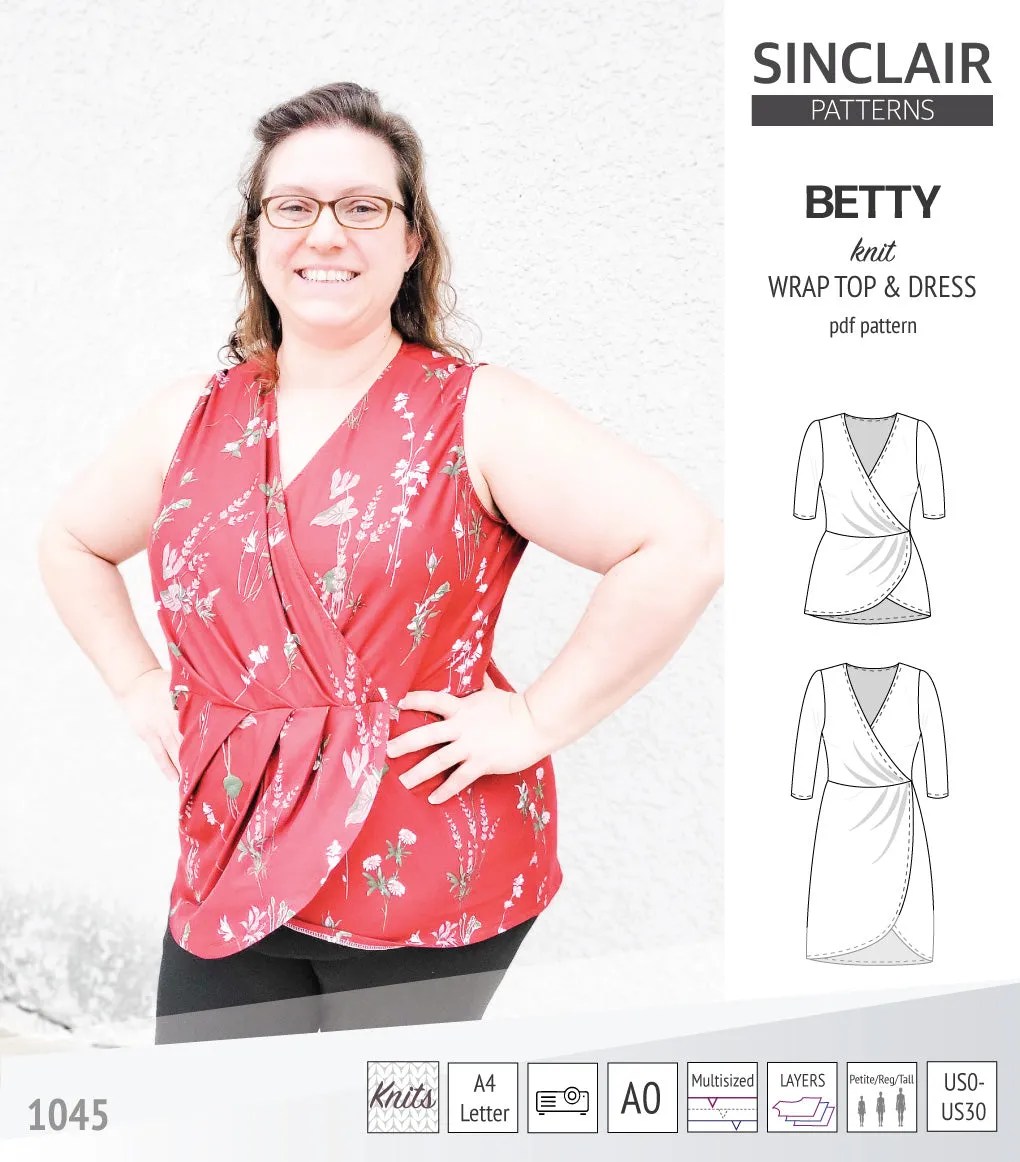 Betty faux wrap knit dress (PDF)